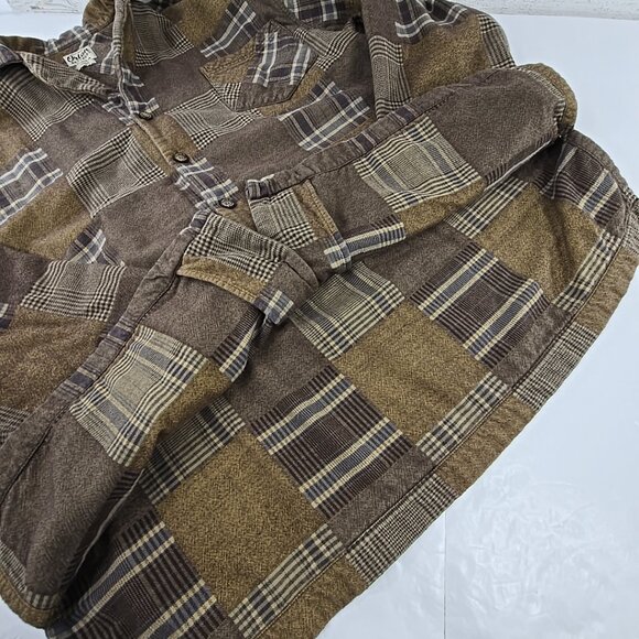 ORTON BROTHERS PATCHWORK BROWN FLANNEL SHIRT MEN'S SIZE LARGE - Picture 10 of 16